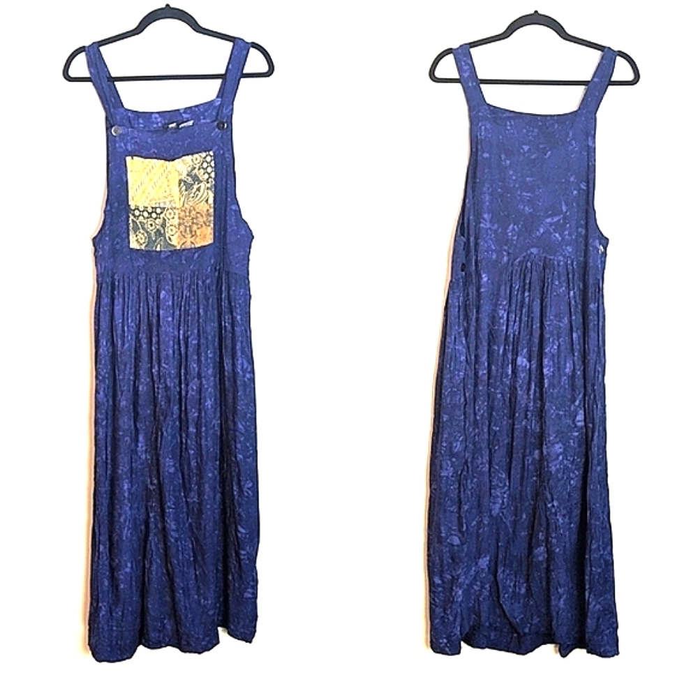 Nativewear Designs Dyed Overall Midi Dress Size M Lagenlook Art to Wear